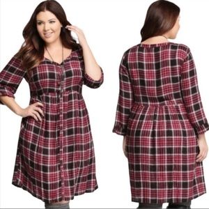 Torrid Pink and Black Plaid Shirt Dress